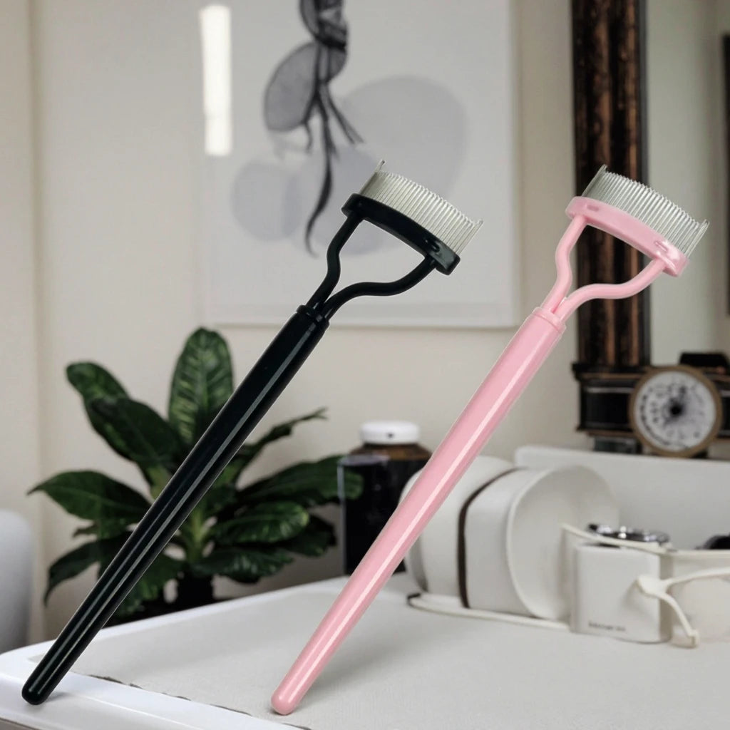 VEYES Portable Eyelash Comb Set Disposable Flat Fan Brushes Metal Crystal Handle Nylon Plastic Makeup Tool Beauty Tool MOQ 50pcs