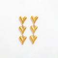 High End PVD 18K Gold Plated Waterproof 3 Triple Heart Dangle  Earring Stainless Steel Fashion Jewelry Wholesale