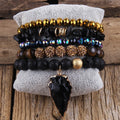 Fashion Women Beautiful Druzy Cubic Zircon Natural Gemstone Crystal Glass Bracelet lava Arrow Charm Stack Bracelet Set