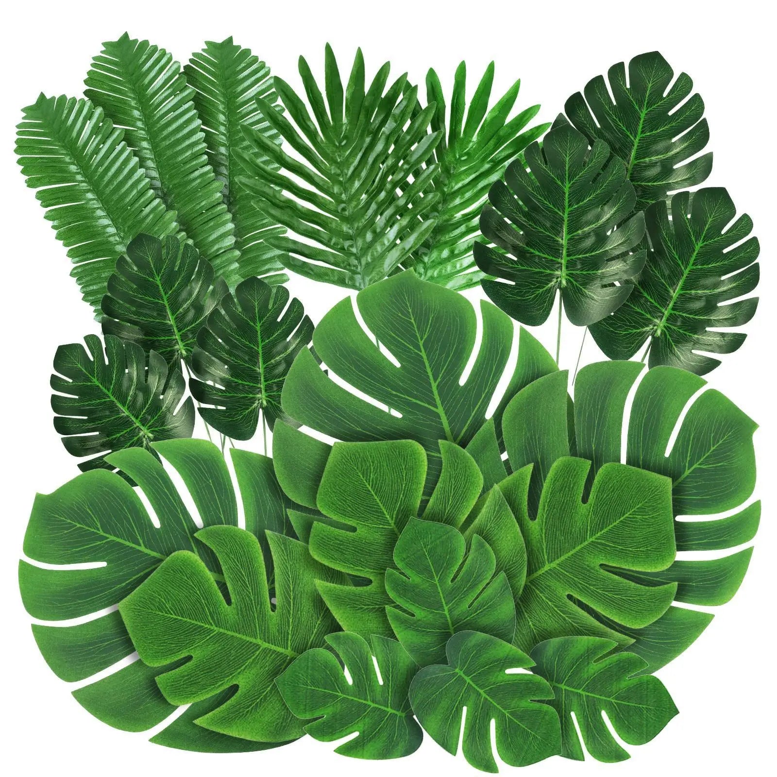 10PCS Tropical Palm Leaves Summer Monstera Artificial Turtle Leaves for Home Hawaiian Luau Beach Wedding Party Decor
