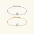 FUAMAY Silver Platinum Plated Light Blue Diamond Eye Girls Charm Bracelets Womens Solid 925 Silver Bracelets Evils and Eyes