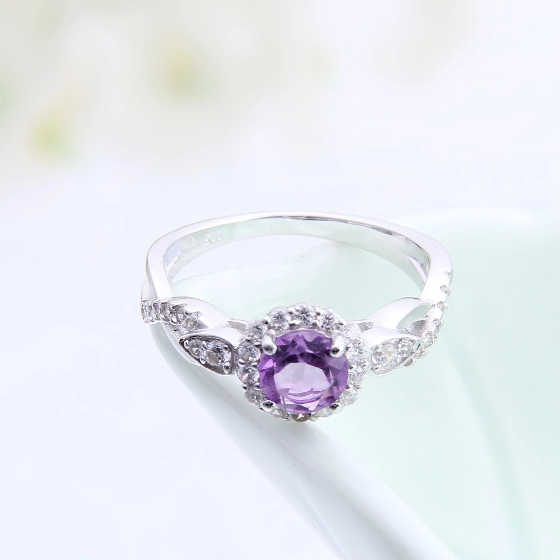 A4016 Abiding Wholesale Amethsy Gemstone Rings Sterling 925 Silver Rings for Women