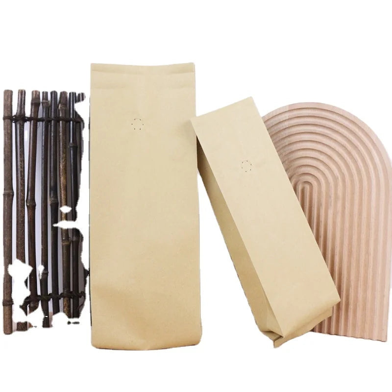 Sustainable Eco-Friendly Biodegradable Coffee Paper Bags 250g 500g 1kg Made From Kraft Paper for Food Pet Use with Valve