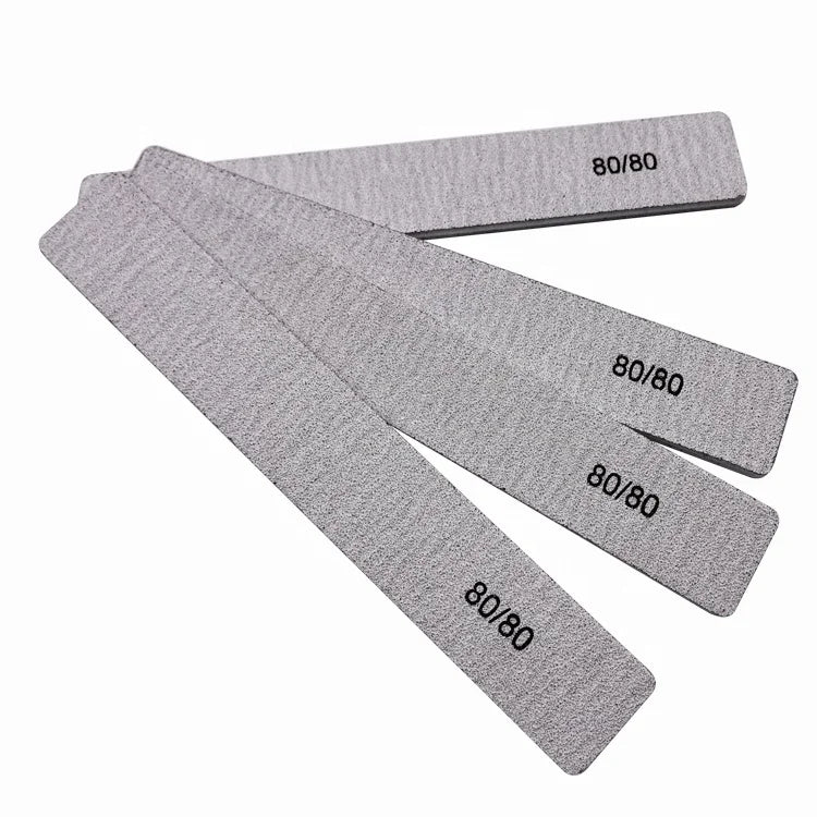 Professional Rectangle Nail Files Grey Buffer 80/100/180 Grit Washable Files for Manicure Straight Nail Care Tools