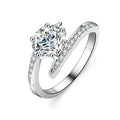 Custom 925 Sterling Silver Women's Engagement Ring Luxury Love Jewelry With Real 1CT Round Moissanite Gemstone Six Claws Design