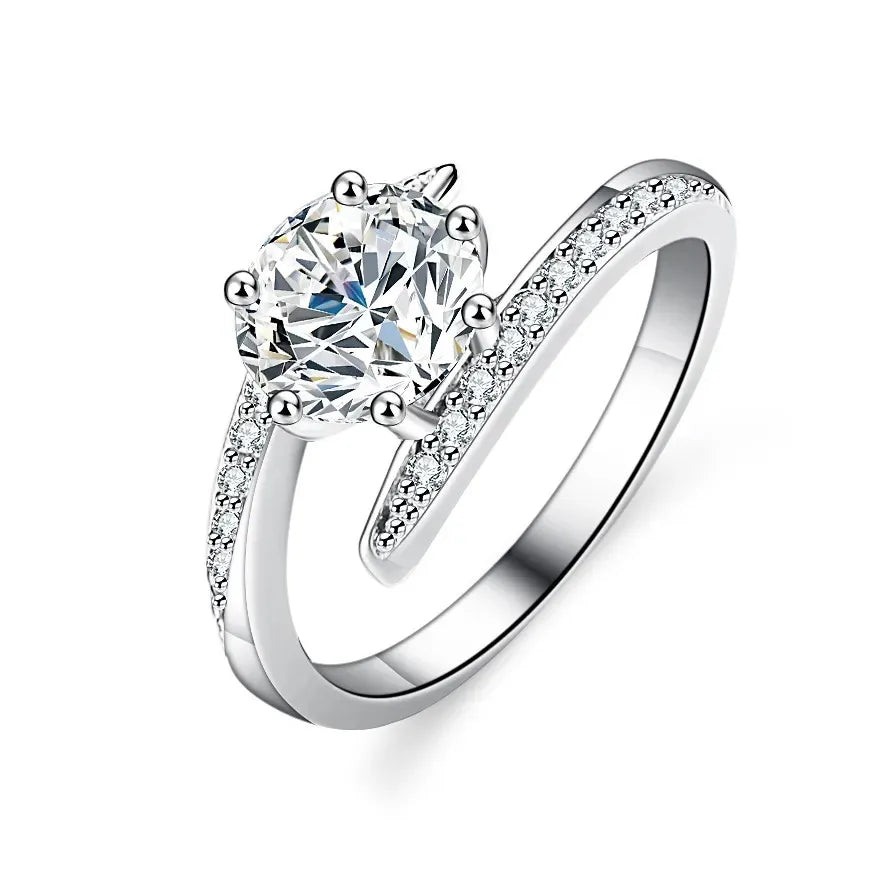 Custom 925 Sterling Silver Women's Engagement Ring Luxury Love Jewelry With Real 1CT Round Moissanite Gemstone Six Claws Design