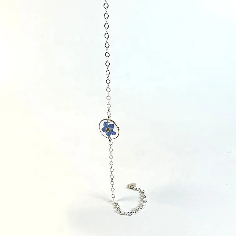 Hot Sale Forget Me Not Flower Resin Bracelet Designer 925 Silver Jewelry Charms for Bracelet