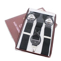 Wholesale Classic Unisex Genuine Leather Suspenders Top Grain 3 Clips Iron Braces Button Black 3.5x110cm Polyester + Elastic MegaBDM