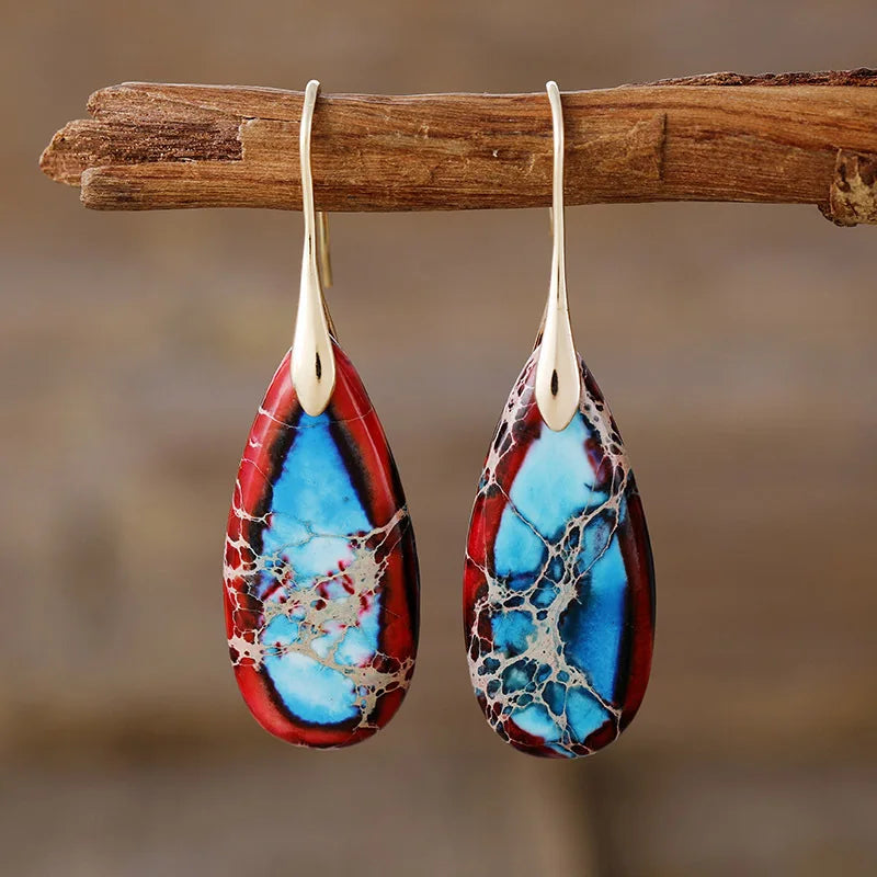 Fahion Summer Bohemia Earrings Trendy Butterfly Shape Natural Stones Pendant Jewelry Simple Jade Jewelry