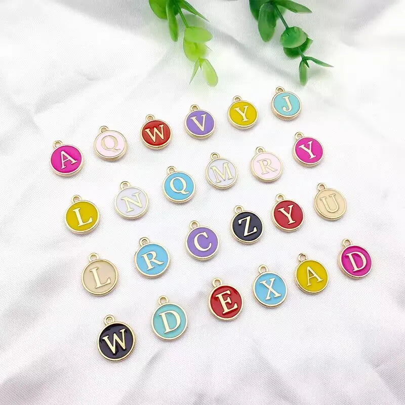 Wholesale New 18k Gold Plated DIY Jewelry Colorful Enamel Initial A-Z Letters Alphabet Pendant Character Charm Pendant