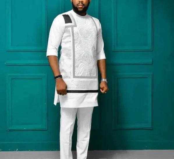 M-4XL Summer Large Size New African Arab National Wind Digital Printing Short-sleeved Tops and Trousers Men's Suit