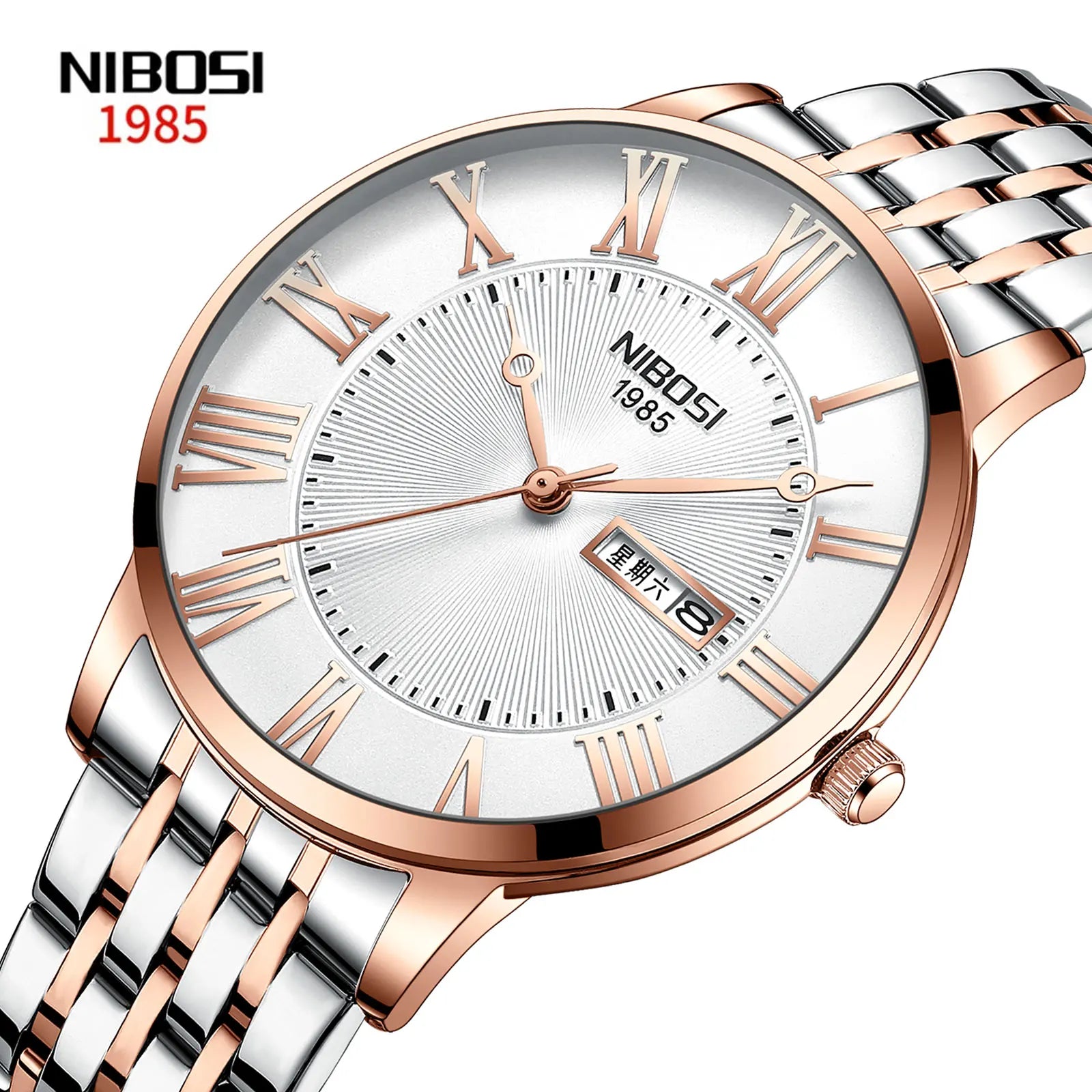 Nibosi 2527 Custom Made Brand Your Own Slim Gold Quartz Wristwatches Men Stainless Steel Sapphire Logo Men Watches