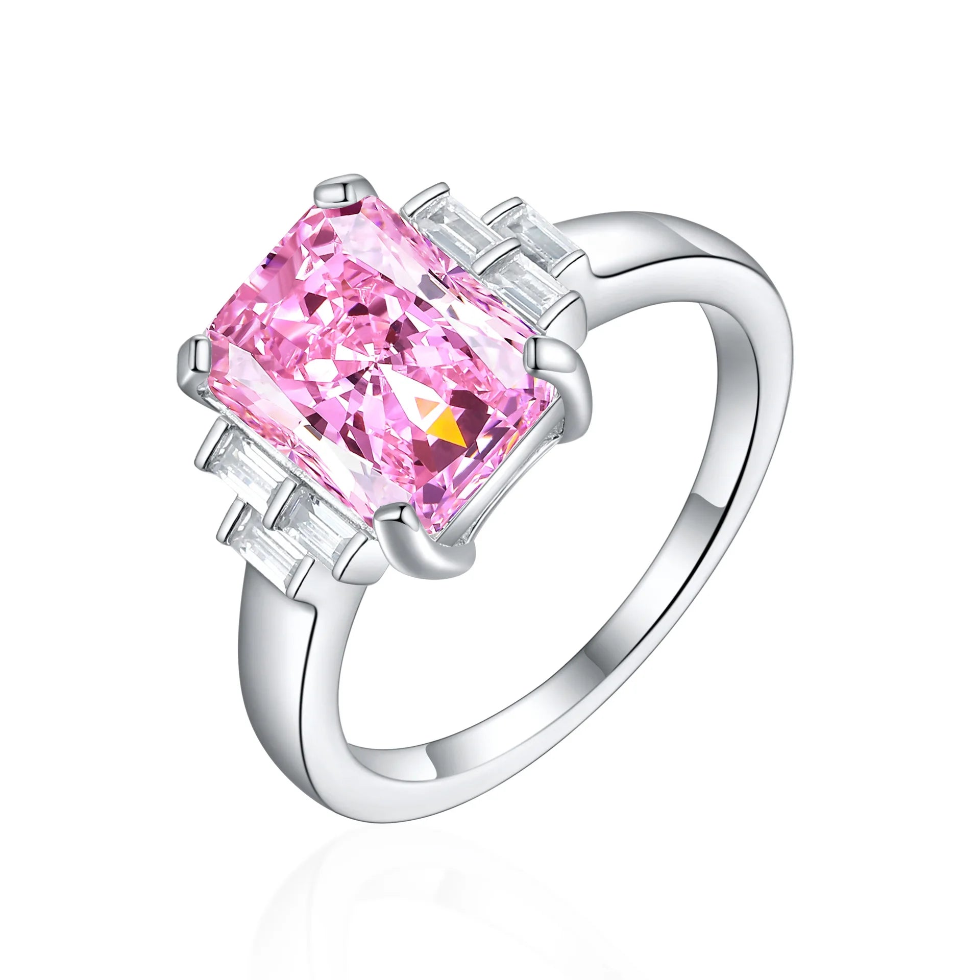 8 Color Dainty 925 Sterling Silver Claw Setting 4ct Colourful Zircon Square Finger Ring for Women Gifts