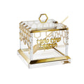 Judaica Jewish Rosh Hashanah Yom Tov Gift Gold Spoon Magnetic Lid Honeycomb Acrylic Lucite Honey Dish