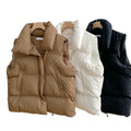 2022 Women Eco-Friendly Breathable Casual Short Woolen Polyester Lining Light Warm Autumn Winter Outwear Coat Stand Collar Vest