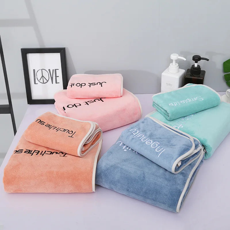 Microfiber Household Couple Facial Bath 3 in 1 Towels Set Spa Yoga Gym Towel Set  Embroidery logo Salon Bath Towel Set