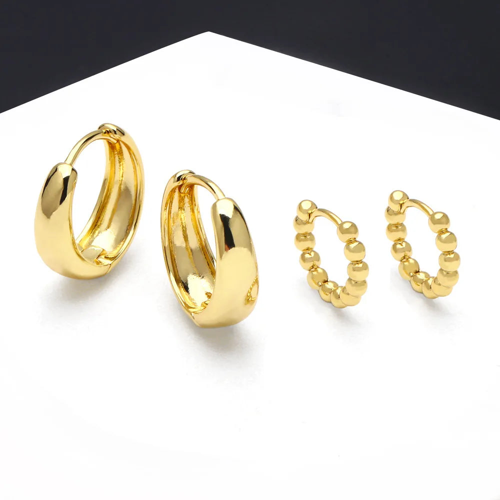 Sterling Silver Hoop 18k Gold Diamond Cartilage Beaded Mini Huggie Earring