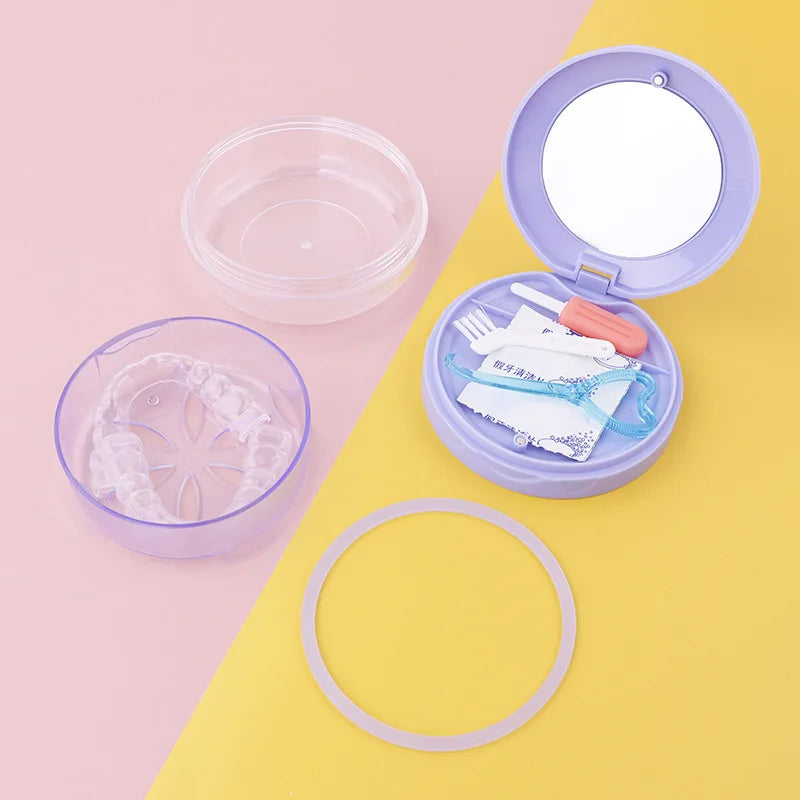 Double Layer Leak-Proof Plastic Invisible Storage Box for Dentures Orthodontic Braces Retainers Multi-Purpose Oral Hygiene