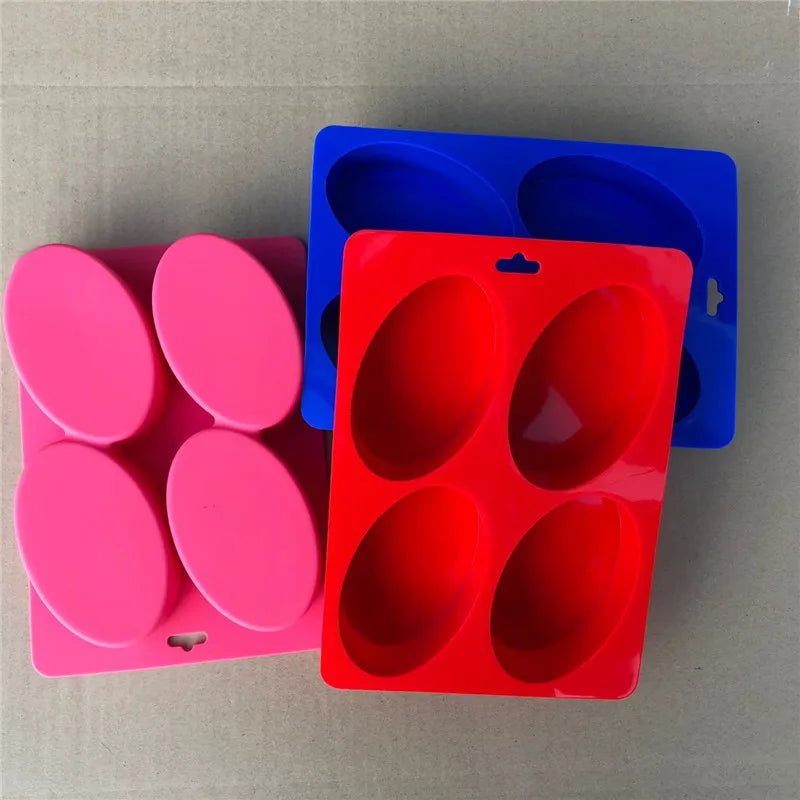 Early Riser 4 Cavity Silicone Oval  Shape Soap Mold for DIY Handmade Soap Tools