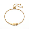 QIAOREN 11087 Minimalist Feather Charm Bracelet Stainless Steel Waterproof Adjustable Gold Bracelet for Women Fashion Jewelry