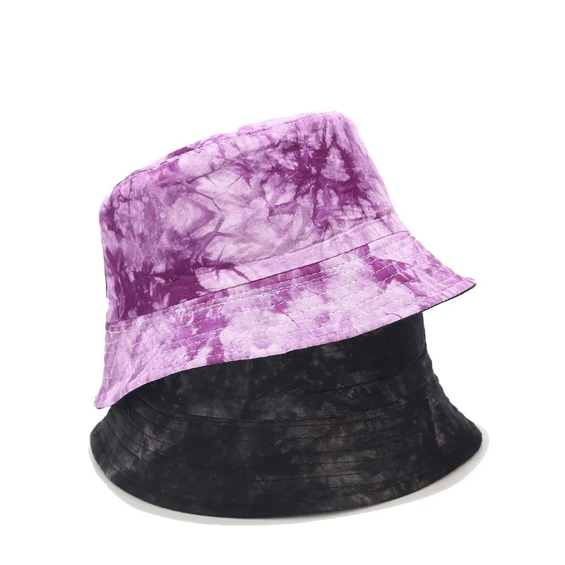 Women's Purple Tie Dye Bucket Hat Reversible Summer Sunhat for Outdoor Streetwear Beach Casual Travel for Fishermen