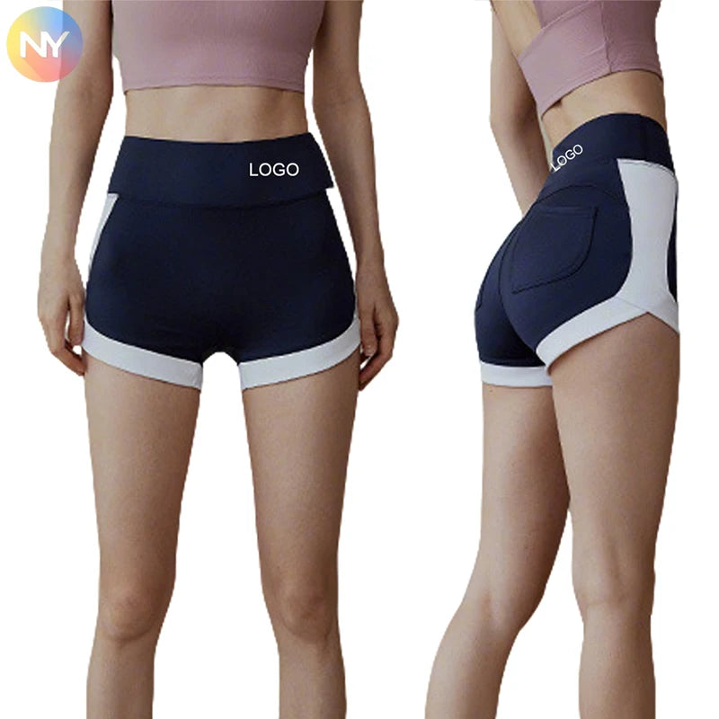 Wholesale High Waist Solid Breathable Women's Yoga Shorts Elastic Athletic Gym Shorts Pockets