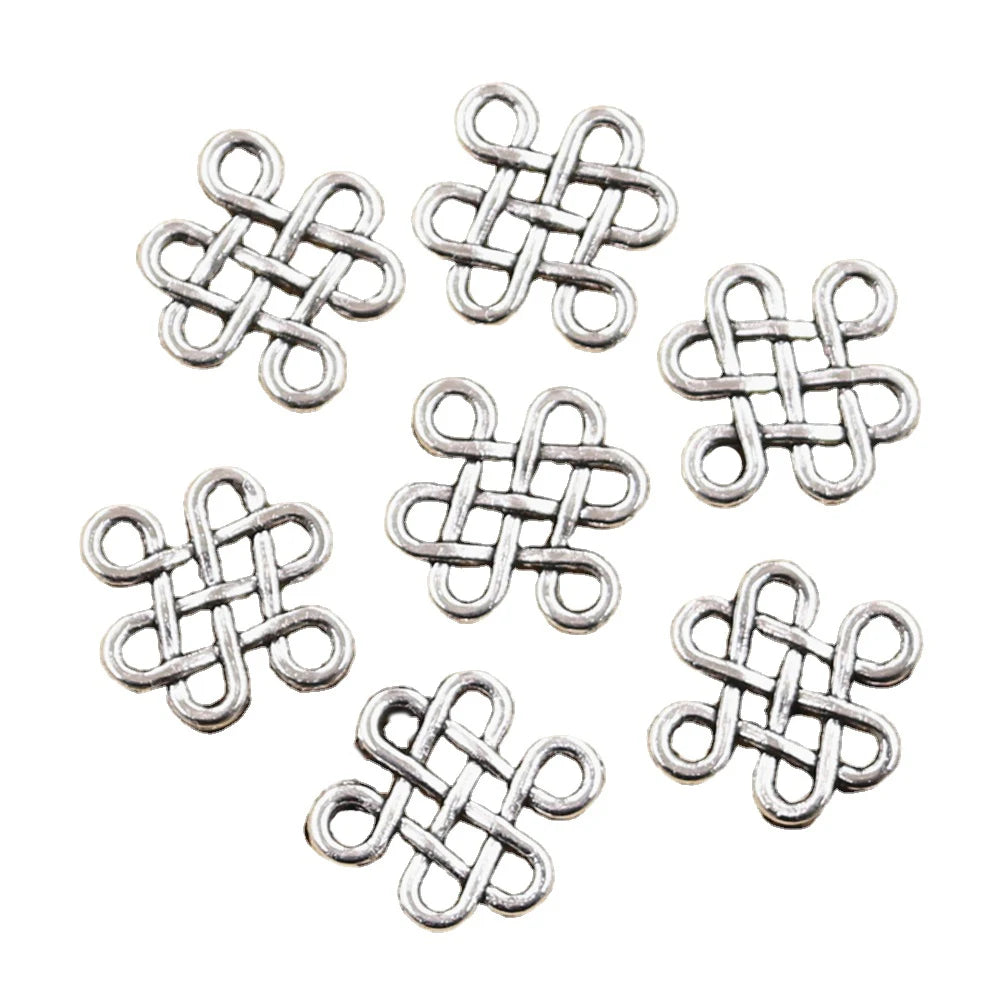 Charms Chinese Knot Connector 17x14mm Handmade Making FitVintage Tibetan Silver Color PendantsDIY for Bracelet Necklace