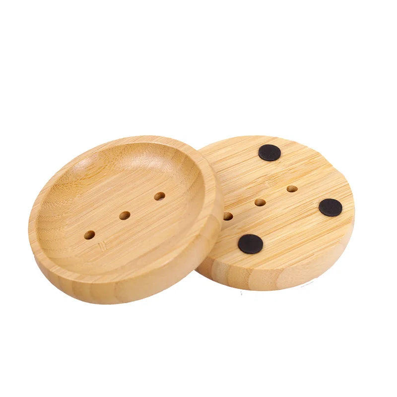 Modern Round Bamboo Soap Holder Eco-Friendly and Reusable Wood Soap Dishes for Home Bathroom Custom Logo Stocked