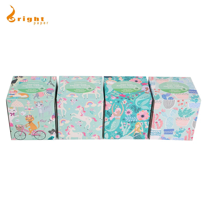 Customized Logo 3 Ply Eco-friendly Soft Virgin Wood Pulp Facial Tissue Box Pack OEM for Office & Hotel Use