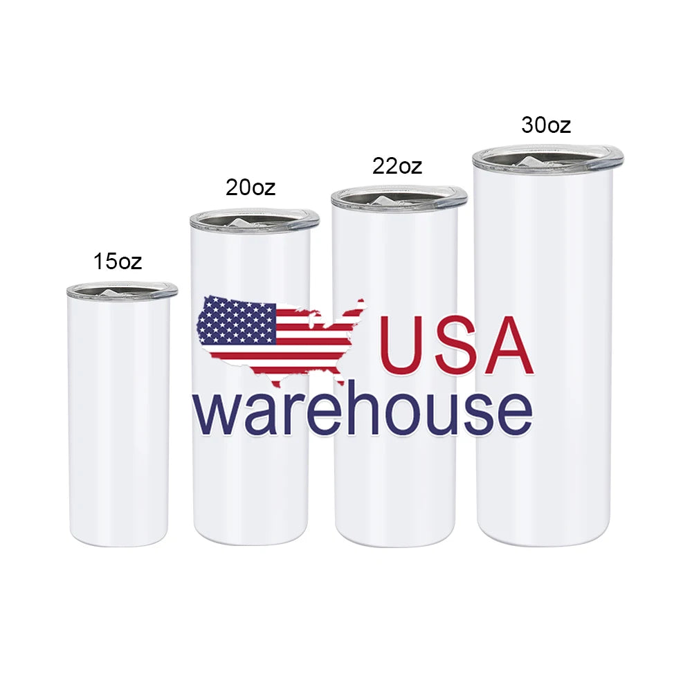 20oz Double Walled Insulated Coffee Cup Stainless Steel 20 OZ 30 Ounce Straight White Sublimation Blanks Tumbler