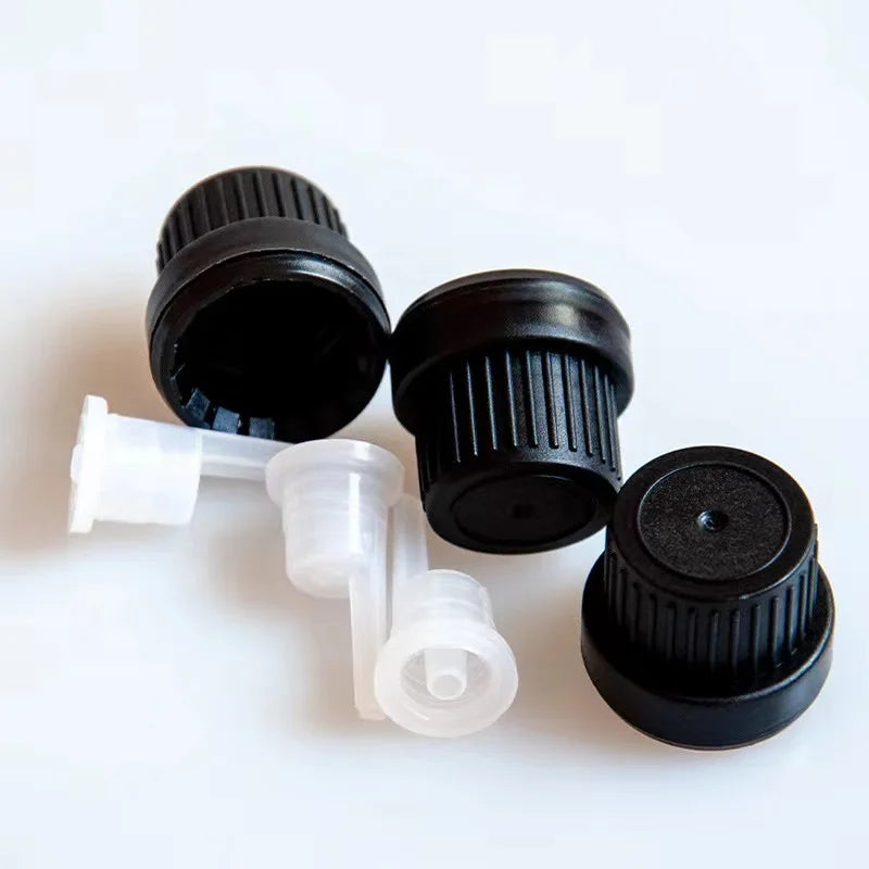 18mm 18/410  Black White Child-proof Enssial Oil Screw Top Plastic Cap with Plug