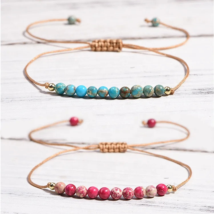 Hot Selling Imperial Jasper Natural Stone Beads Bracelet Handmade Couples Love Macrame Bracelet