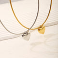 Stainless Steel Round Snake Chain 18K Gold Plated Heart Pendant Necklace Anti-tarnish Delicate Fashion Necklace Women's Jewelry