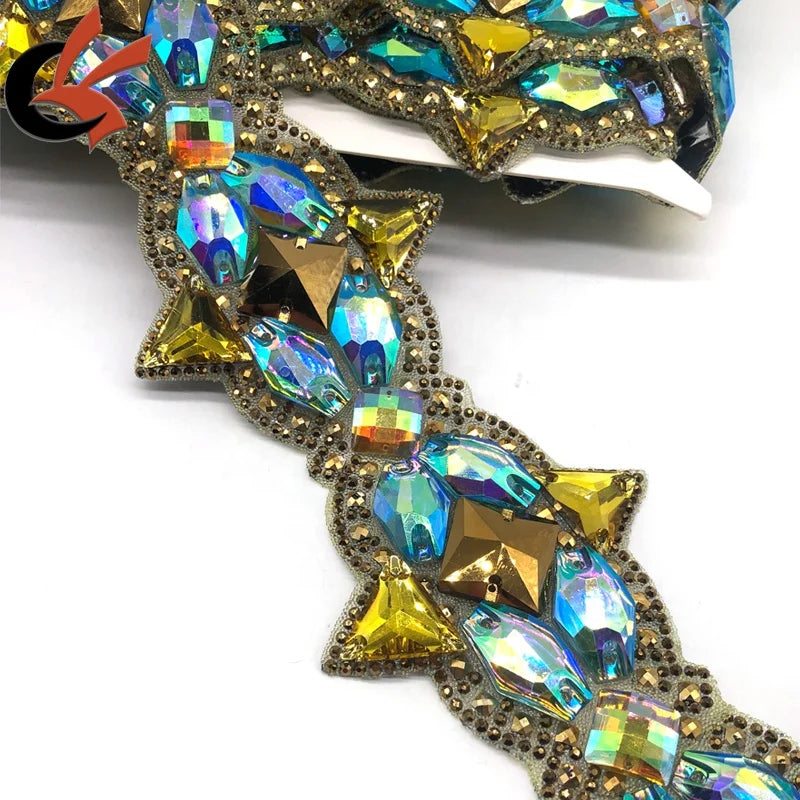 Large Shining Resin Gems Rhinestones Hot Fix Iron-on Rhinestone Trimming for Shoes Garments Bags Carnival Costume Decoration