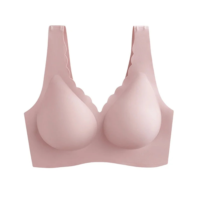 New Arrival Fashionable Wireless Thai Latex Bra Adjustable Breathable Everyday Style Solid Pattern Knitted Wire-Free Adults