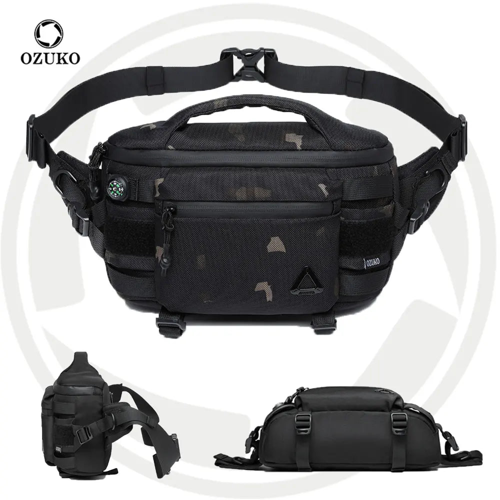 For 9778 Large Chest Bag Men Syican Waist Bag Belt Waterproof Oxford Material Gifts for Sports Travel Workout Casual