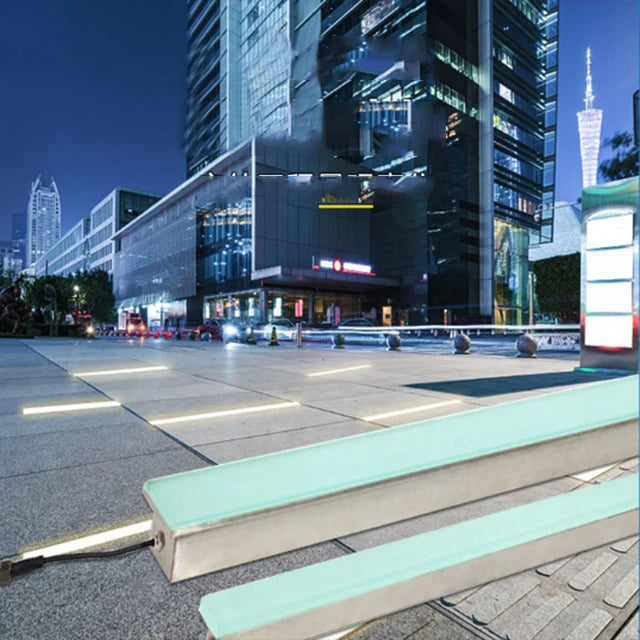 Outdoor Waterproof LED Floor Tile Light - Aluminum Square Arc Line Embedded Buried Induction Floor Lamp