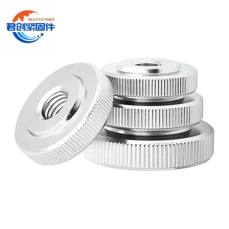 DIN467 304 316 Stainless Steel Thin Flat Head Knurled Thumb Nut Locking Round Knob with Adjustable Handle