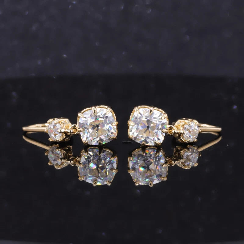 Starsgem Factory Making Latest 14K Yellow Gold Jewelry Studs Earring Pendant Old Mine Cut Gemstone Diamond Moissanite Earring