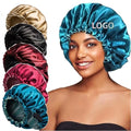 Large Nightcap Adjustable Elastic Double Layer Reversible Hair Silk En Satin Bonnet for Women Curly Hair