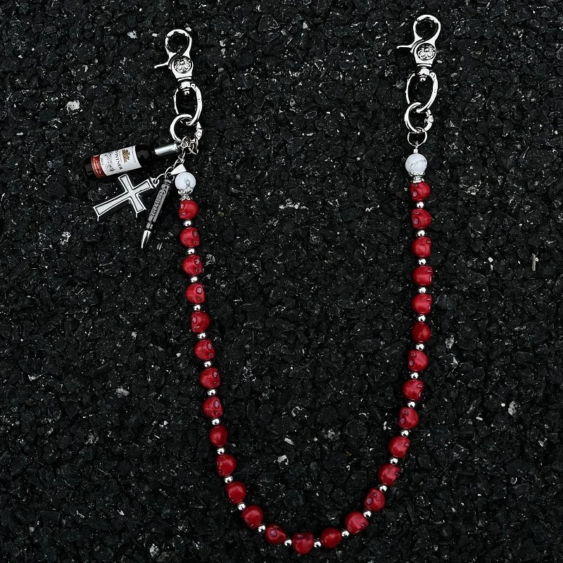 2025 Red Hop Pendant Pants Wallet Chain DIY Customizable Gothic Streetwear Accessory for Men Women