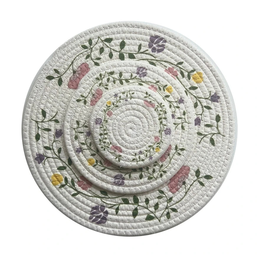 Ins Style Simple Placemat Home Round Woven Mat Restaurant Retro Jute Decoration Shooting Props coaster