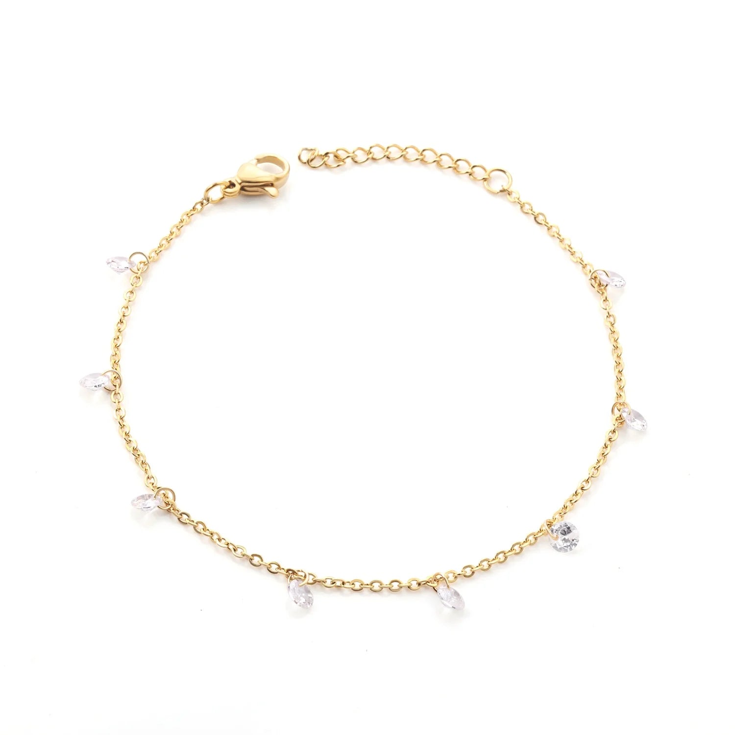 Simple Gold Plated Bracelet Women Stainless Steel Jewelry Zircon Bracelets Bangles Chain & Link Bracelet
