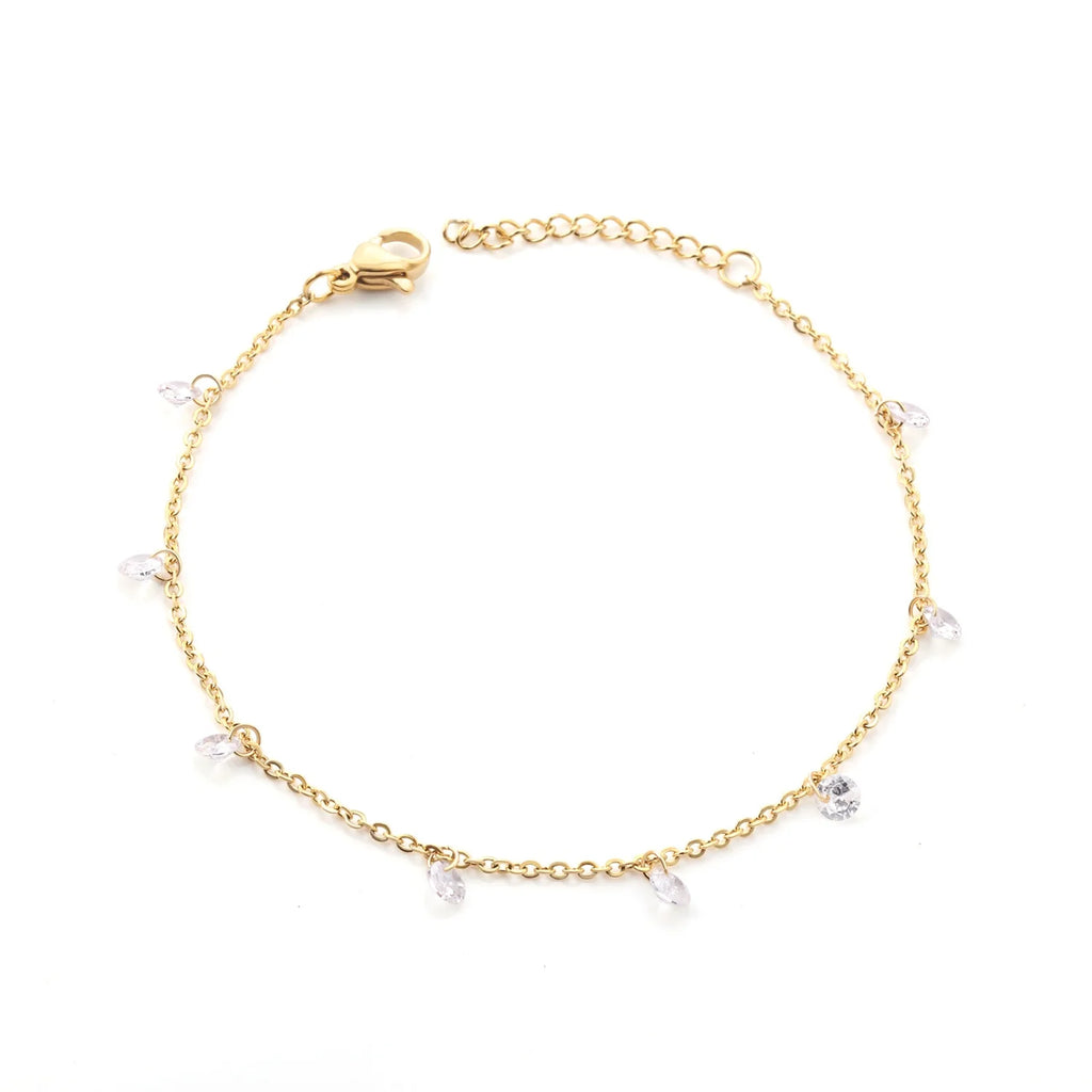 Simple Gold Plated Bracelet Women Stainless Steel Jewelry Zircon Bracelets Bangles Chain & Link Bracelet