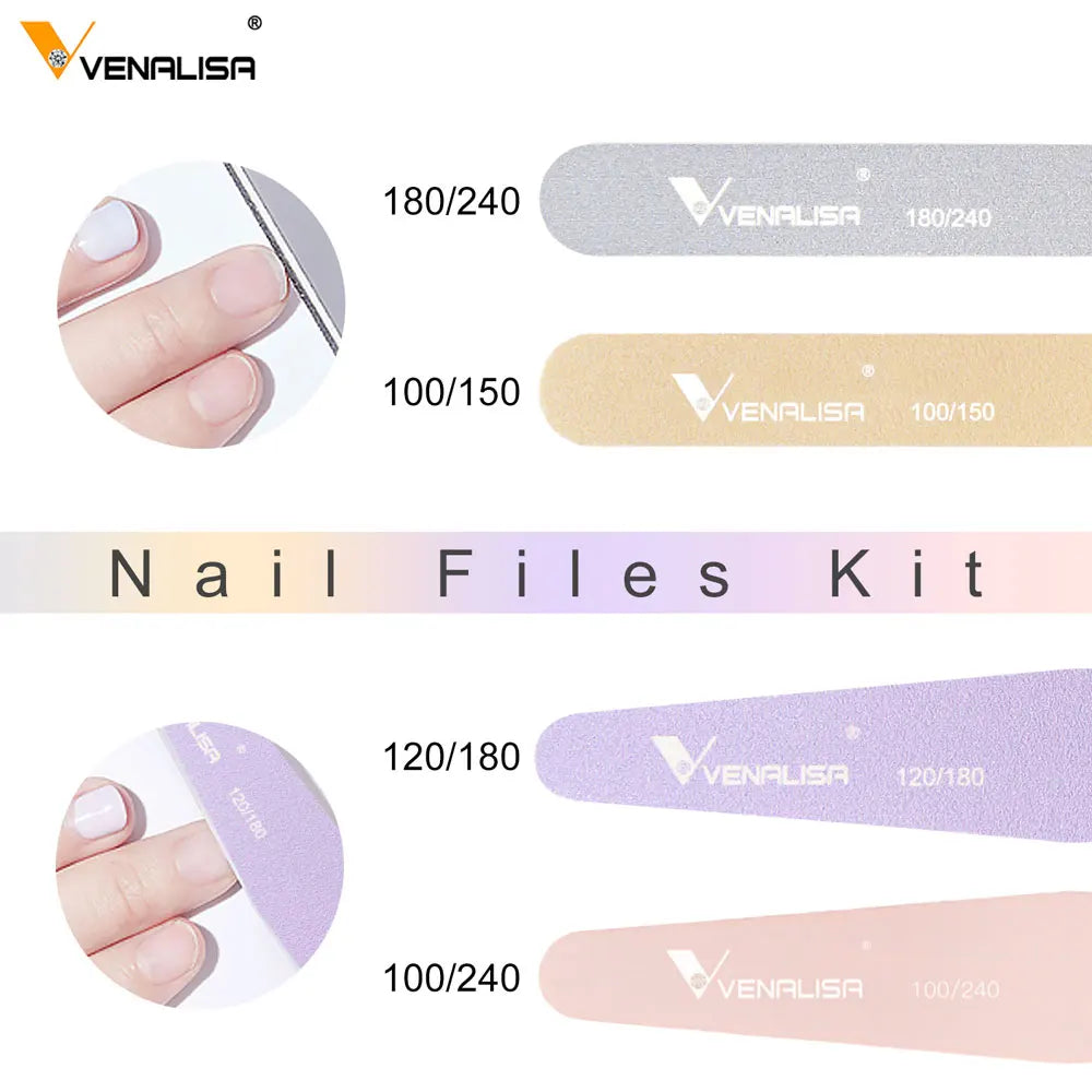 VENALISA 5 Options Nail Files 100/120/150/180 Wholesale Private logo Double-sided Nail Tools Professional Nail Buffer Block File