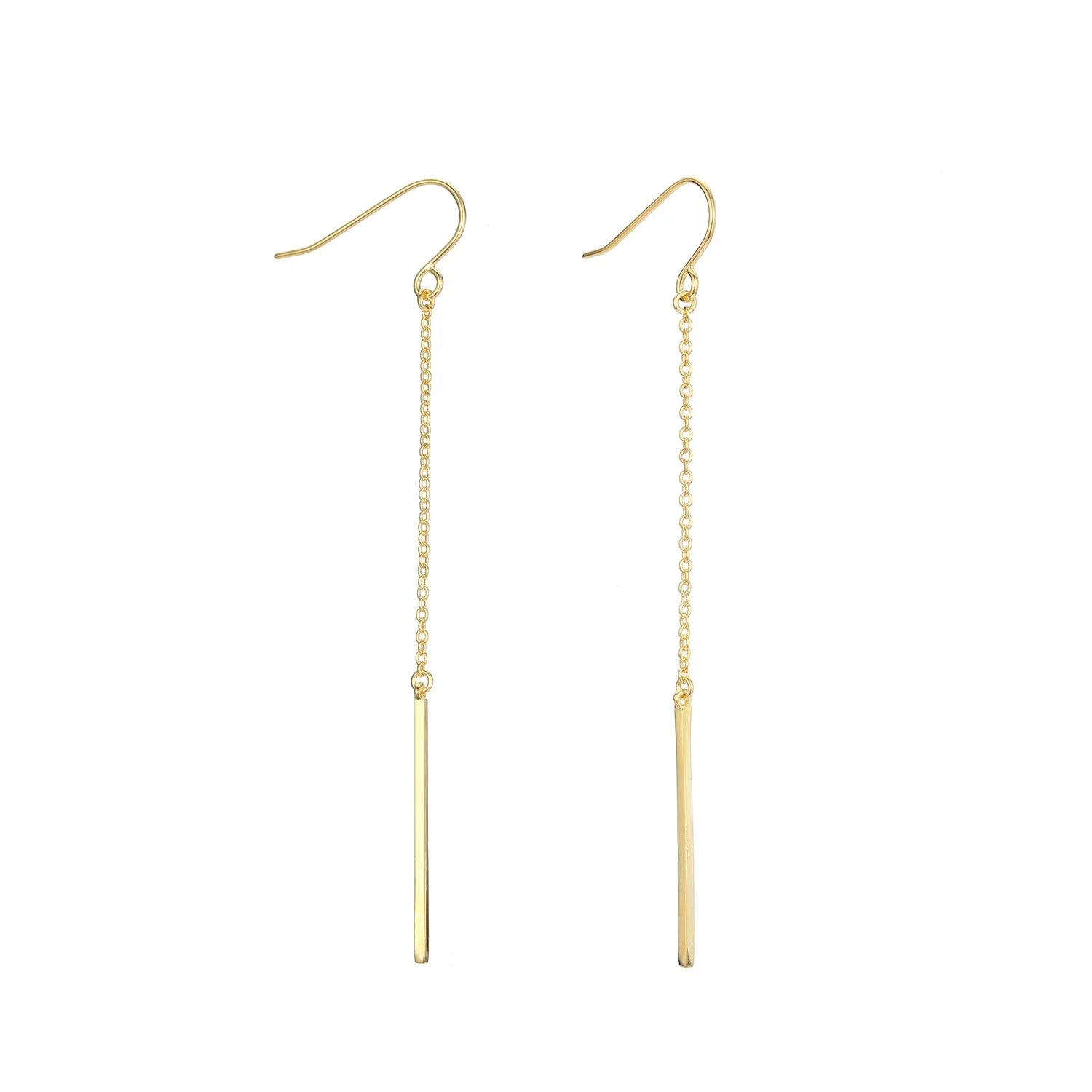 EManco Trendy Bar Drop Earrings for Women Korea Style Drop Dangle Earring Minimalist 14k Gold Plated Stainless Steel Jewelry