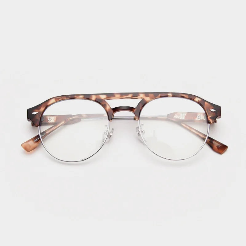 Vintage Round Korean Version Eyeglasses Frames Men Women's Retro Circle Prescription Eye Glasses Double Beam Glasses Frame