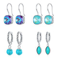 Jiangyuan Women Fine Silver Jewelry S925 Sterling Silver Heart butterfly Blue Zircon Stone Drop Earrings Wholesale Custom