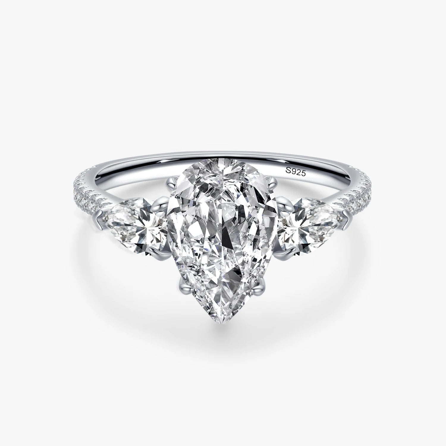 Ailmay Luxury 5ct Pear Shaped Engagement Ring 925 Sterling Silver Clear Zirconia CZ Finger Ring Fine Female Fashion Jewelry Gift