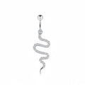 Snake Crystal Diamond Belly Piercing Surgical Stainless Steel Dangle Belly Button Ring Snake Navel Rings for Women